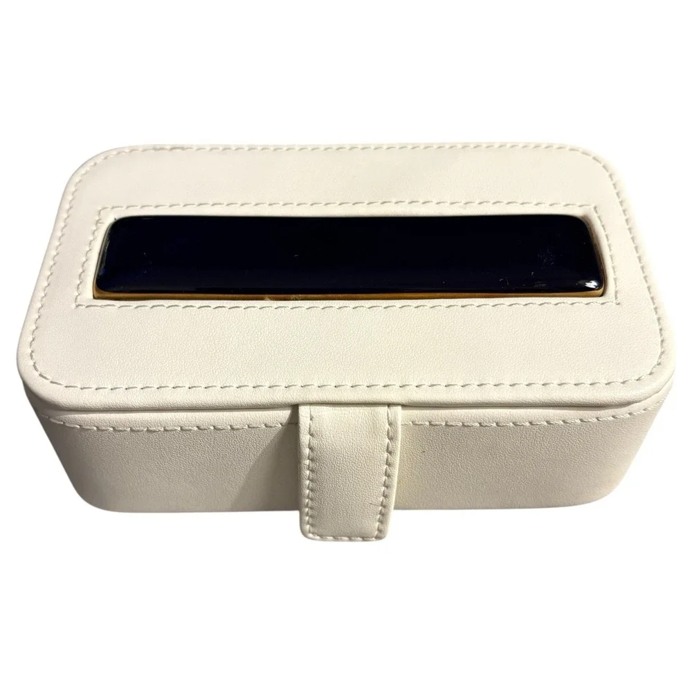 Limoges France Chamart Travel Jewelry‎ Box Holder Vintage Porcelain Tile Accent